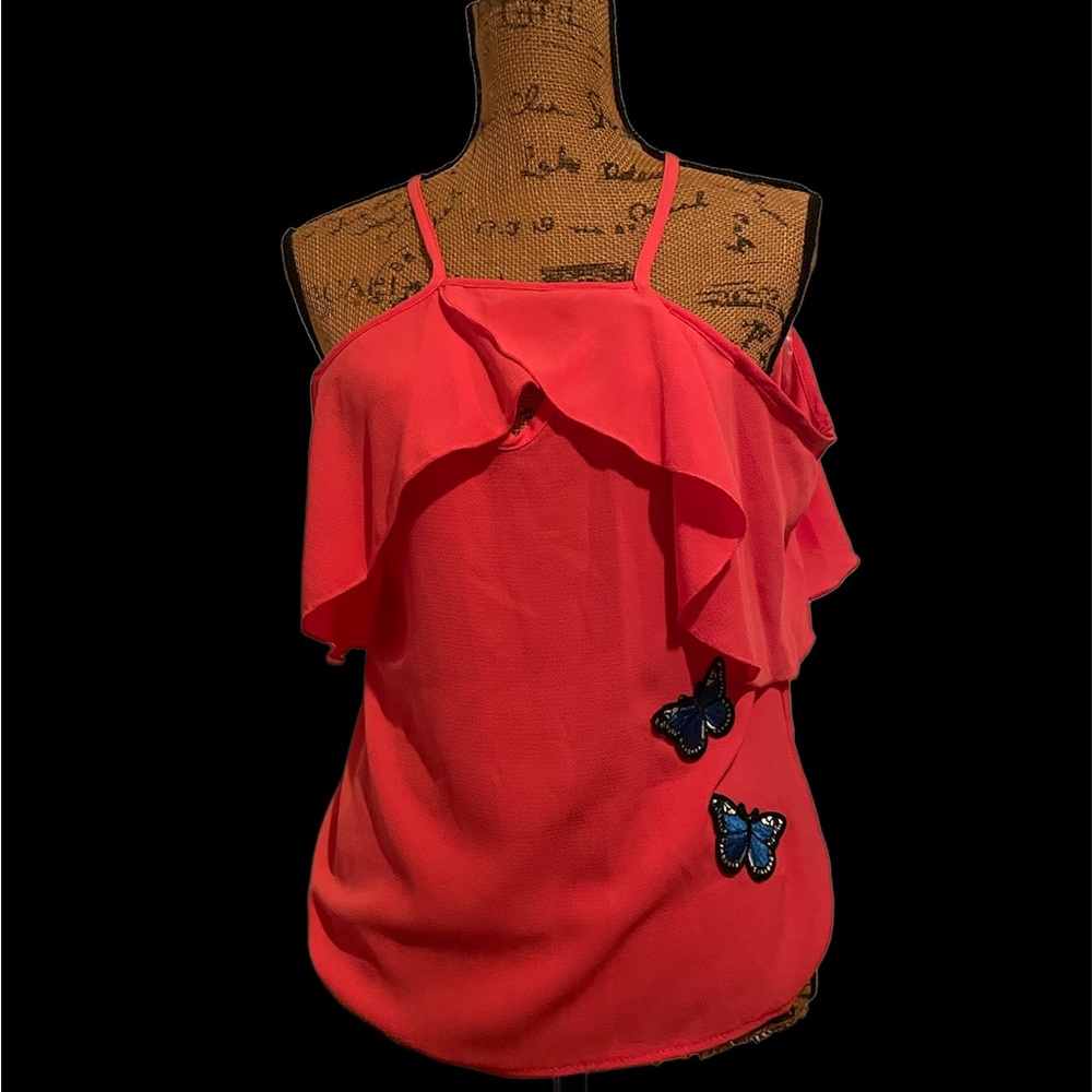 Coral butterfly mimi top